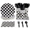 144 Piece Race Car Birthday Party Supplies with Checkered Flag Plates, Napkins, Cups, and Cutlery (Serves 24)